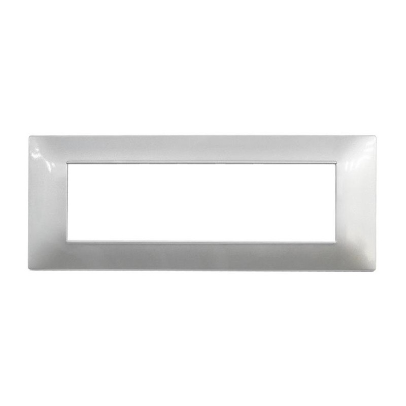 Placca in tecnopolimero 7 posti color argento compatibile Vimar Plana