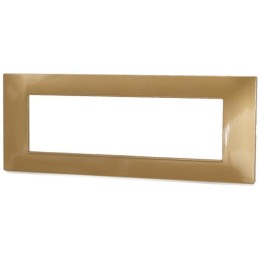 Placca in tecnopolimero 7 posti color oro compatibile Vimar Plana