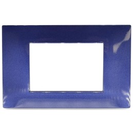 Placca in tecnopolimero 3 posti color blu compatibile Vimar Plana