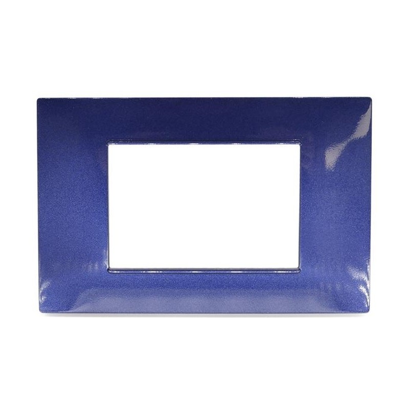 Placca in tecnopolimero 3 posti color blu compatibile Vimar Plana