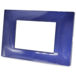Placca in tecnopolimero 3 posti color blu compatibile Vimar Plana