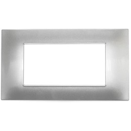 Placca in tecnopolimero 4 posti color argento compatibile Vimar Plana