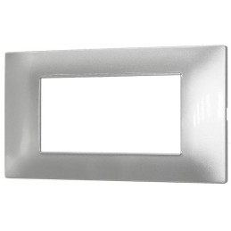 Placca in tecnopolimero 4 posti color argento compatibile Vimar Plana