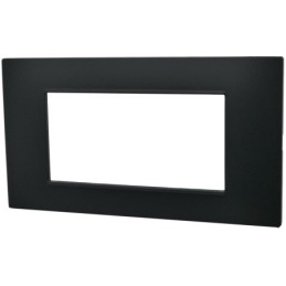 Placca 4 posti nera  Soft Touch compatibile Vimar Plana