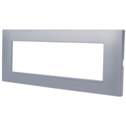 Placca 7 posti argento Soft Touch compatibile Vimar Plana
