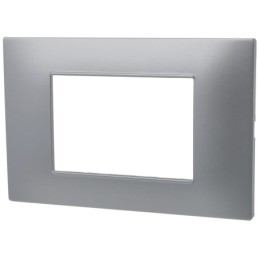 Placca 3 posti argento Soft Touch compatibile Vimar Plana
