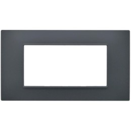Placca 4 posti antracite Soft Touch compatibile Vimar Plana