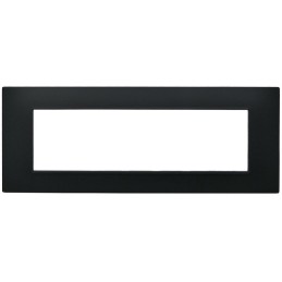 Placca 7 posti nera Soft Touch compatibile Vimar Plana