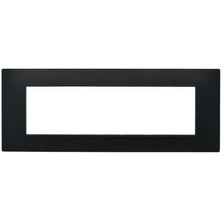 Placca 7 posti nera Soft Touch compatibile Vimar Plana