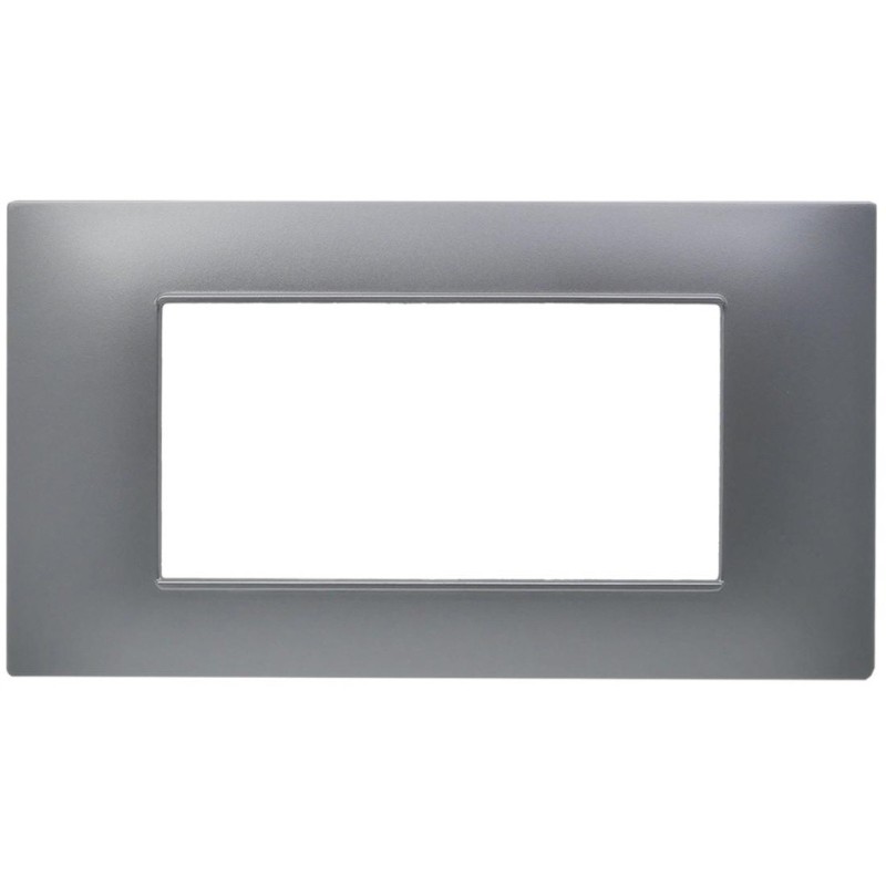 Placca 4 posti argento Soft Touch compatibile Vimar Plana