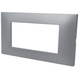 Placca 4 posti argento Soft Touch compatibile Vimar Plana