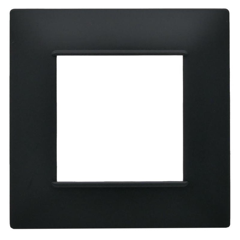 Placca 2 posti nera Soft Touch compatibile Vimar Plana