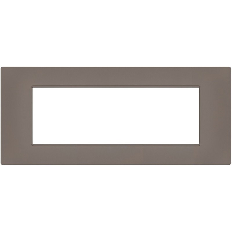 Placca 7 posti tortora Soft Touch compatibile Vimar Plana