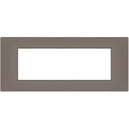 Placca 7 posti tortora Soft Touch compatibile Vimar Plana