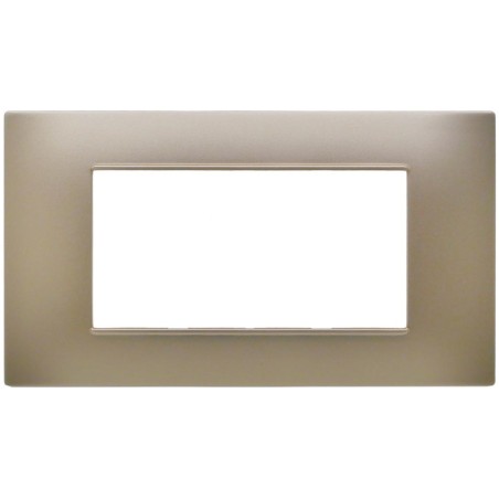 Placca 4 posti champagne  Soft Touch compatibile Vimar Plana