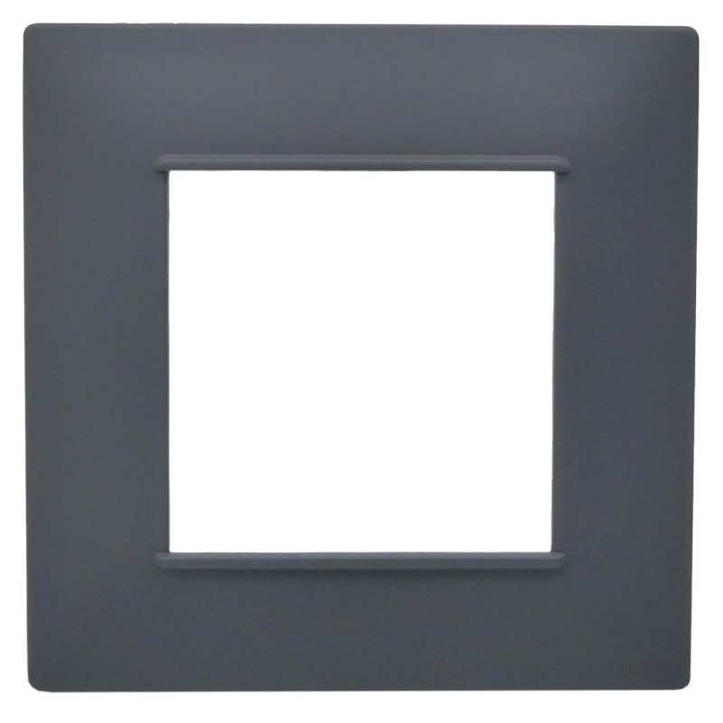 Placca 2 posti antracite Soft Touch compatibile Vimar Plana