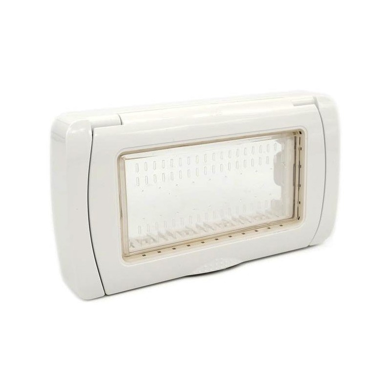 Placca idrobox IP55 4 posti bianca compatibile Vimar Plana
