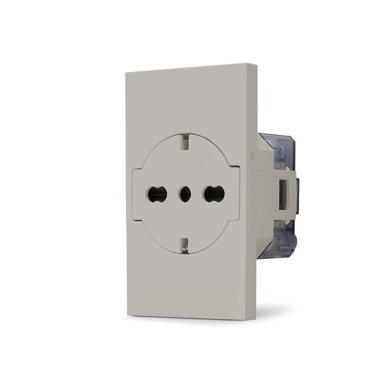 Presa 2P+T 16A bipasso Schuko sabbia linea ZEN