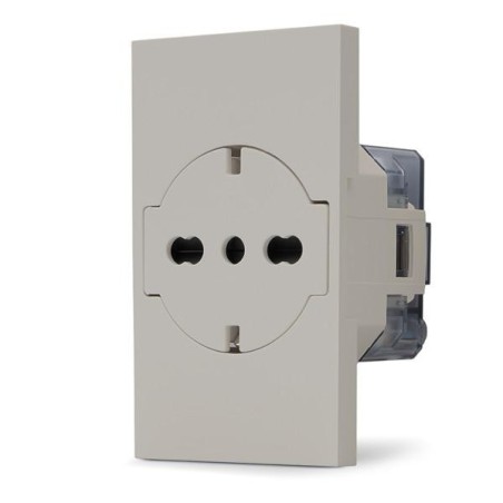 Presa 2P+T 16A bipasso Schuko sabbia linea ZEN