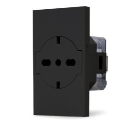 Presa 2P+T 16A bipasso Schuko nera linea ZEN
