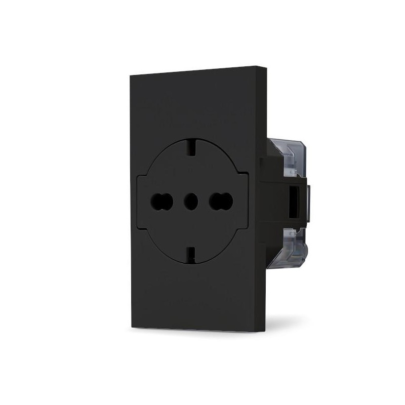 Presa 2P+T 16A bipasso Schuko nera linea ZEN