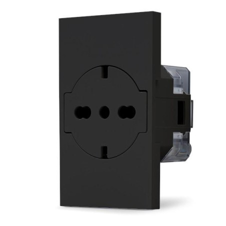 Presa 2P+T 16A bipasso Schuko nera linea ZEN