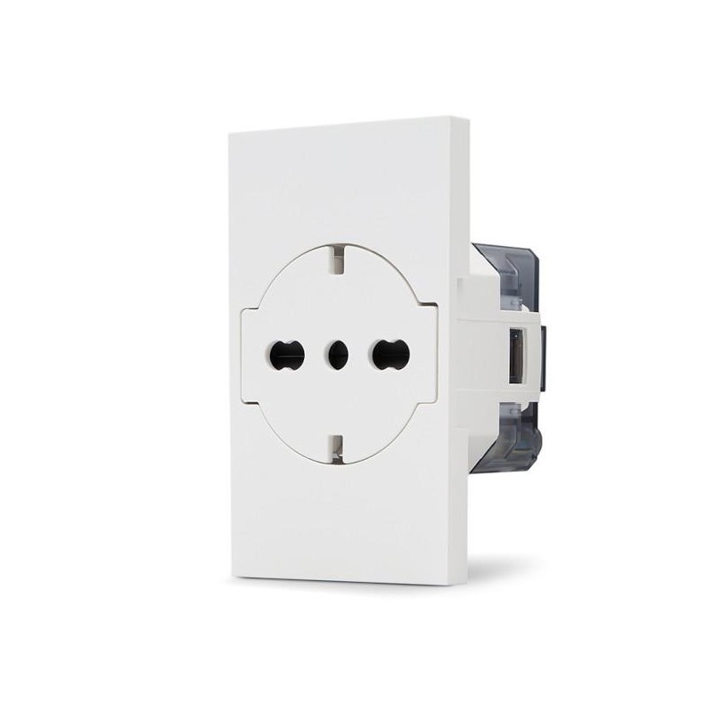 Presa 2P+T 16A bipasso Schuko bianca linea ZEN