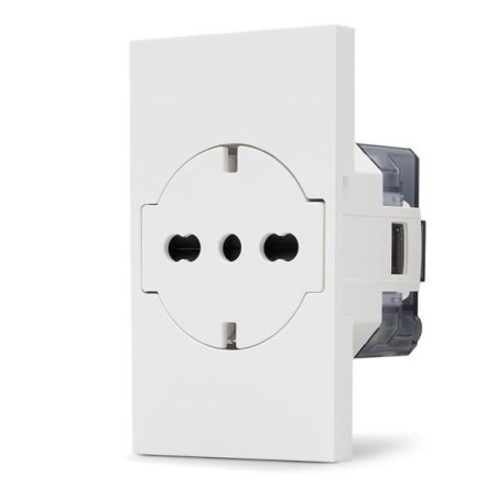 Presa 2P+T 16A bipasso Schuko bianca linea ZEN