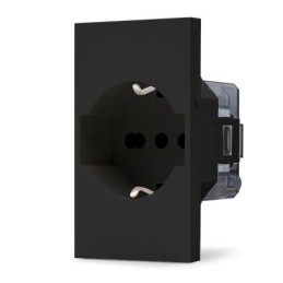 Presa 2P+T 16A bipasso Schuko nera linea ZEN