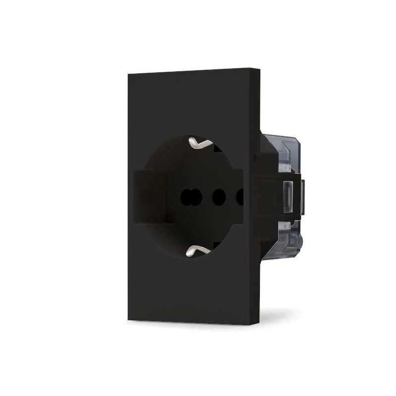 Presa 2P+T 16A bipasso Schuko nera linea ZEN