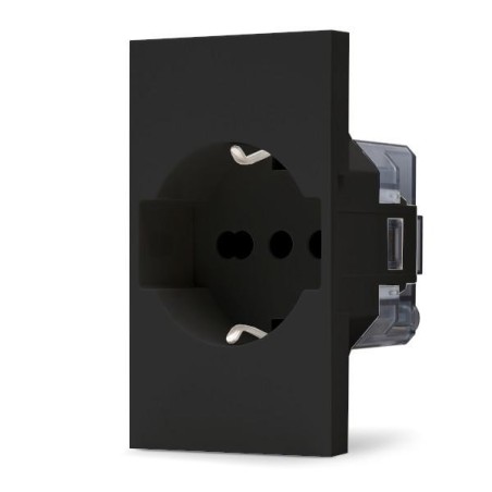 Presa 2P+T 16A bipasso Schuko nera linea ZEN