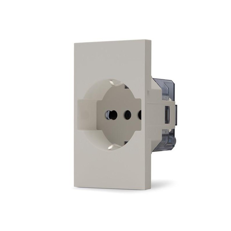 Presa 2P+T 16A bipasso Schuko sabbia linea ZEN