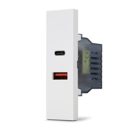 Doppia presa caricabatteria USB A e USB C 5V 2,4A bianco linea ZEN