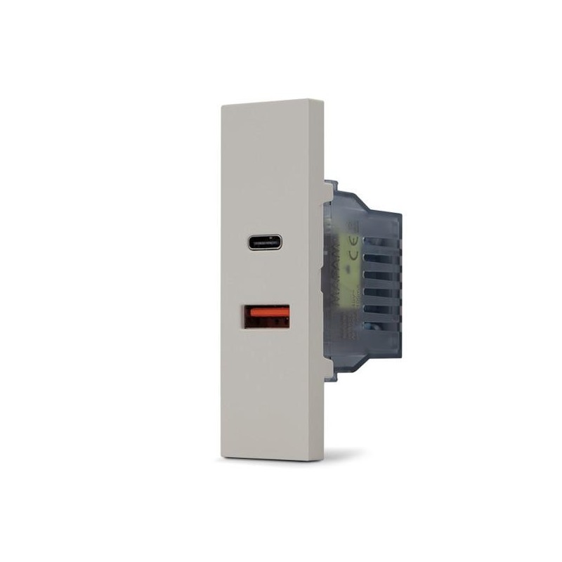 Doppia presa caricabatteria USB A e USB C 5V 2,4A sabbia linea ZEN