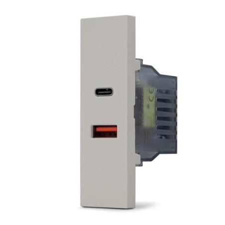 Doppia presa caricabatteria USB A e USB C 5V 2,4A sabbia linea ZEN