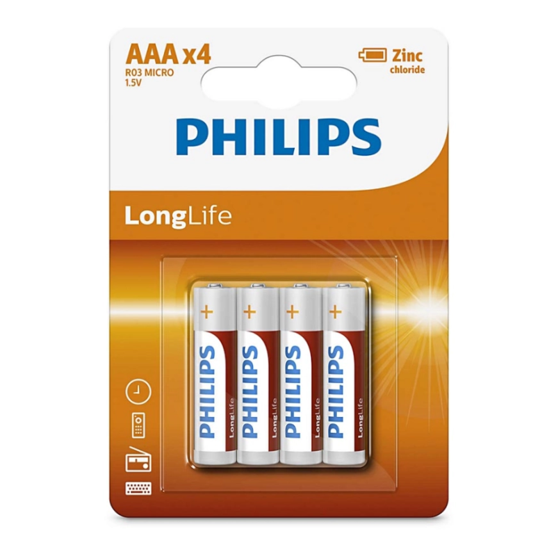 Batterie AAA Philips Extra cloruro di zinco 1,5V