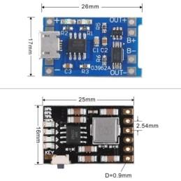 Modulo di carica per batterie al Litio 1A con protezione batteria 18650 e modulo di scarico 2A 5V 10 pezzi