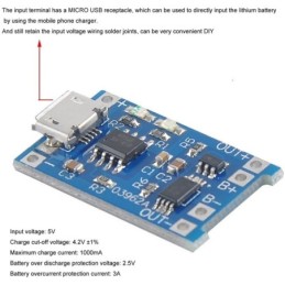 Modulo di carica per batterie al Litio 1A con protezione batteria 18650 e modulo di scarico 2A 5V 10 pezzi
