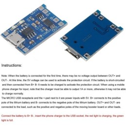 Modulo di carica per batterie al Litio 1A con protezione batteria 18650 e modulo di scarico 2A 5V 10 pezzi