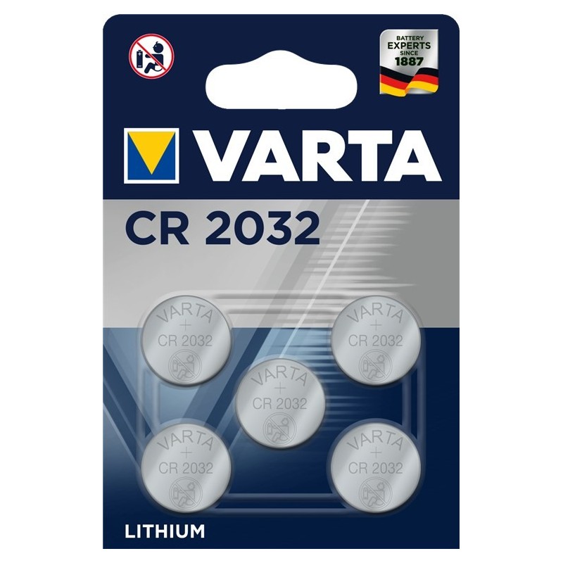 Batteria a bottone al litio 3 V CR2032 blister da 5