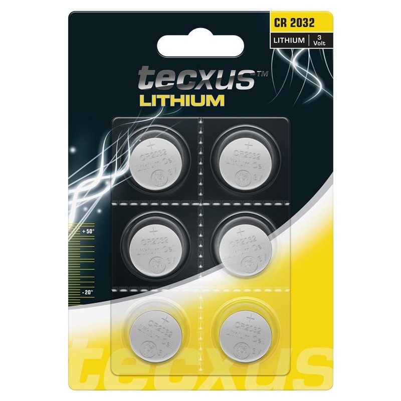 Batteria a bottone CR2032 3V blister da 6 Tecxus