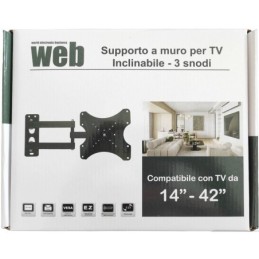 Supporto a muro per TV LED LCD 14-42'' inclinabile 3 snodi nero