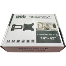Supporto a muro per TV LED LCD 14-42'' inclinabile 3 snodi nero