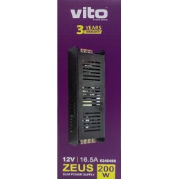 Trasformatore slim 12VDC 16.5A 200W