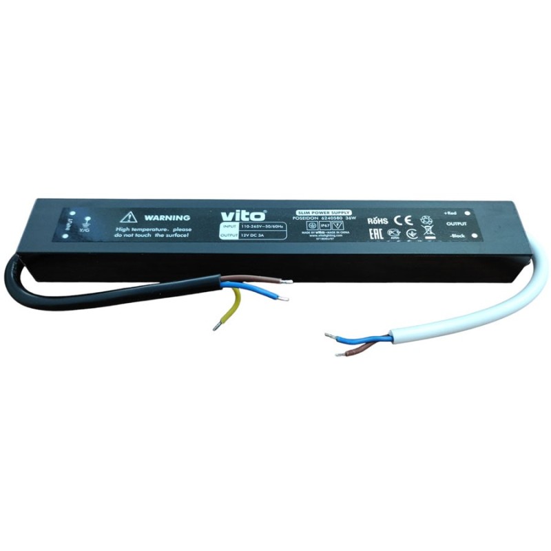 Trasformatore stagno IP67 slim 12V 3A 36W