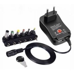 Alimentatore universale con selettore di tensione 3–12V e porta USB – 30W