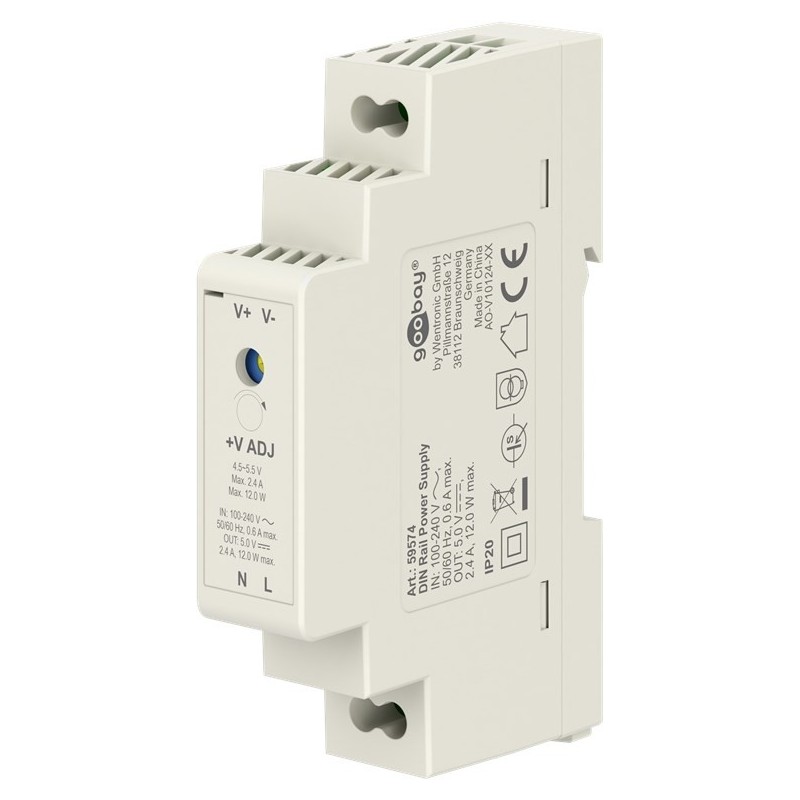 Alimentatore per guida DIN 5 VDC 2,4A 12 W