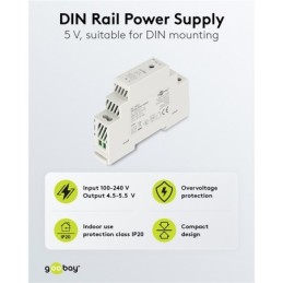 Alimentatore per guida DIN 5 VDC 2,4A 12 W