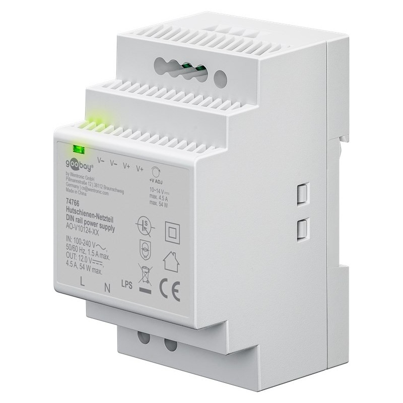 Alimentatore per guida DIN 12VCC 4,5A 44W