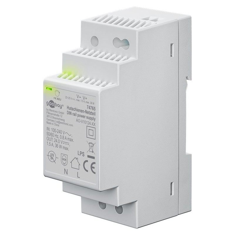 Alimentatore per guida DIN 24VCC 1,5A 36W